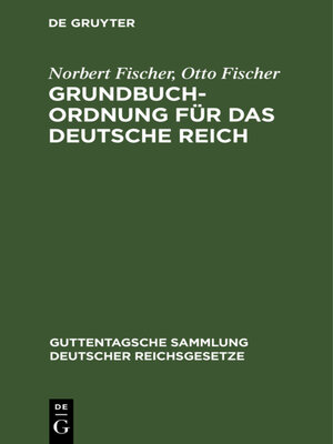 cover image of Grundbuchordnung für das Deutsche Reich